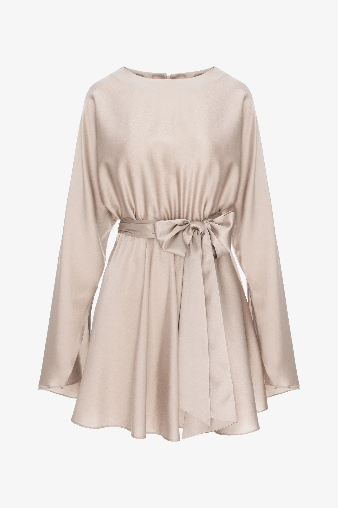 Serica - rochie scurtă din satin de mătase naturală crem