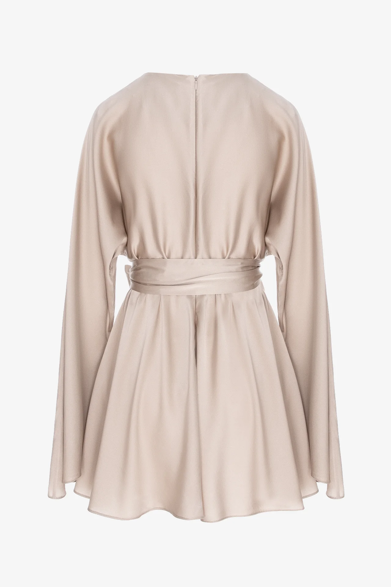 Serica - rochie scurtă din satin de mătase naturală crem - alternate view