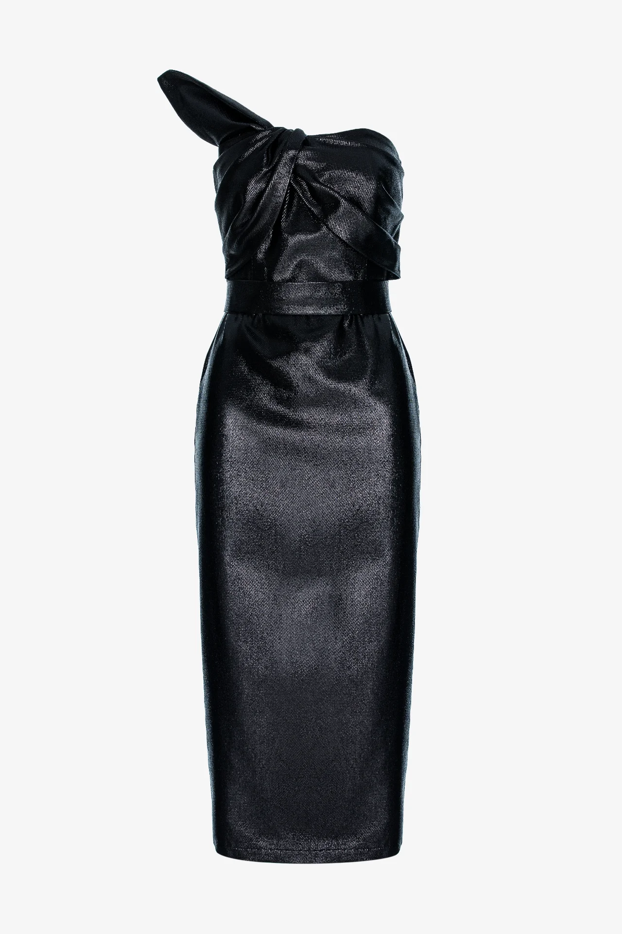 Cassia - rochie midi din lame negru 